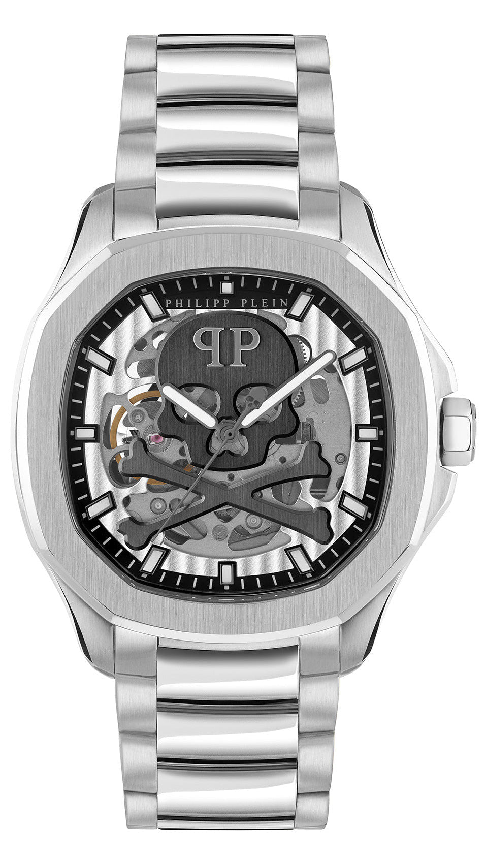 Philipp Plein High-Conic Automatic Silver Dial Silver Steel Strap Watch For Men - PWRAA0223