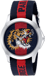 Gucci G Timless Le Marche Des Merveilles Blue & Red Dial Blue & Red Nylon Strap Unisex Watch  - YA126495