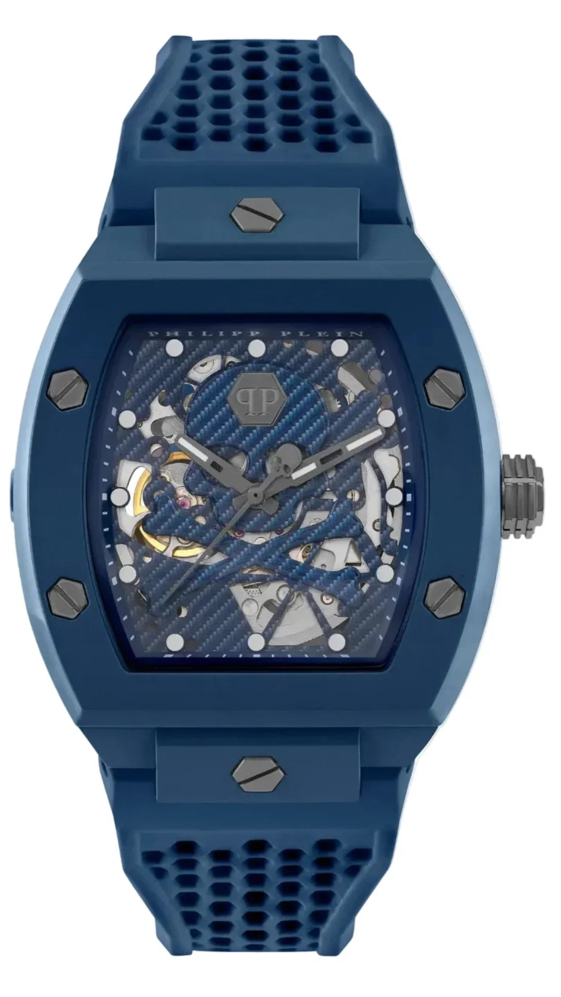Philipp Plein The SKeleton Blue Dial Blue Silicone Strap Watch for Men  - PWVBA0323