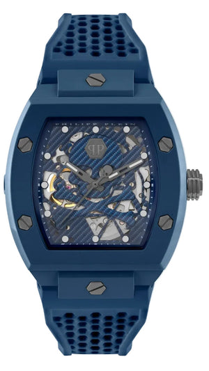 Philipp Plein The SKeleton Blue Dial Blue Silicone Strap Watch for Men - PWVBA0323