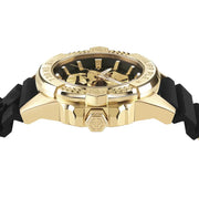 Philipp Plein The Skull Gold Dial Black Silicone Strap Watch for Men - PWAAA0221