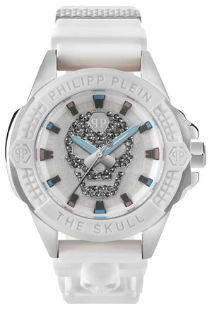 Philipp Plein The Skull White Dial White Silicone Strap Watch for Men - PWAAA1521