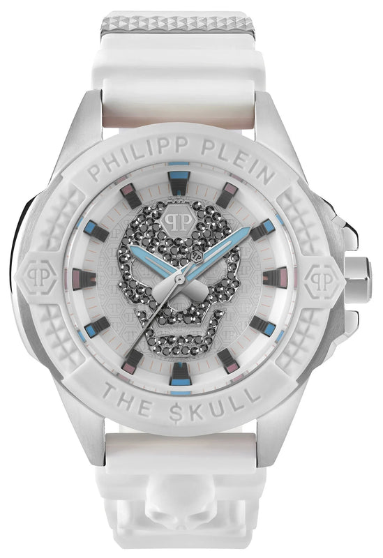 Philipp Plein The Skull White Dial White Silicone Strap Watch for Men - PWAAA1521