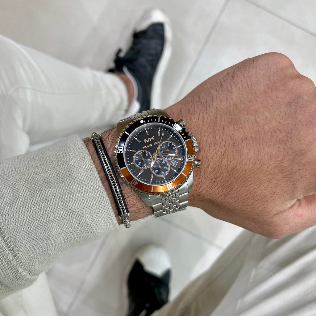Michael Kors Bayville Chronograph Black Dial Silver Steel Strap