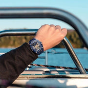Guess Phoenix Multifunction Blue Dial Blue Rubber Strap Watch for Men - GW0203G7