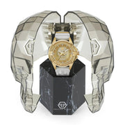 Philipp Plein The Skull Gold Dial White Silicone Strap Watch for Men - PWAAA1221
