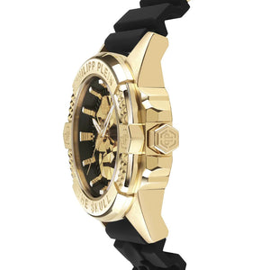 Philipp Plein The Skull Gold Dial Black Silicone Strap Watch for Men - PWAAA0221