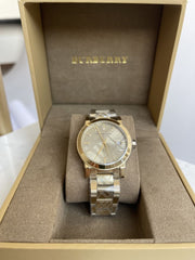 Burberry The City Gold Dial Gold Steel Strap Watch for Women - BU9145