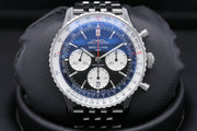 Breitling Navitimer B01 Chronograph 43 Black Dial Silver Steel Strap Watch for Men - AB0138211B1A1