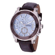 Guess Pinnacle Chronograph Quartz Blue Dial Brown Leather Strap Watch For Men - W0673G1