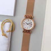 Versace Meander White Dial Rose Gold Mesh Bracelet Watch for Women - VELW00620
