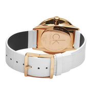 Calvin Klein Accent Silver Dial White Leather Strap Watch for Women - K2Y216K6