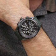 Hugo Boss Volane Chronograph Grey Dial Green Silicone Strap Watch For Men - 1513952