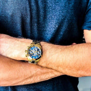 Hugo Boss Ikon Chronograph Blue Dial Gold Steel Strap Watch for Men - 1513340