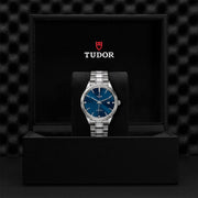 Tudor Style Automatic Diamonds Blue Dial Silver Steel Strap Watch for Men - M12710-0017