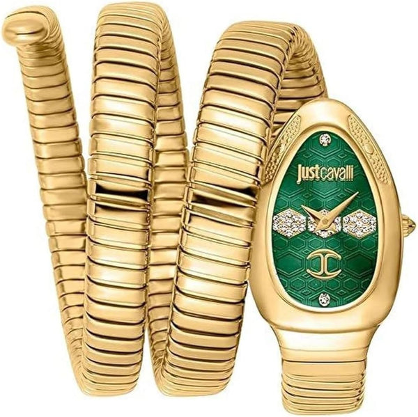 Just Cavalli Cosenza Green Dial Gold Steel Strap Watch for Women - JC1L232M0035