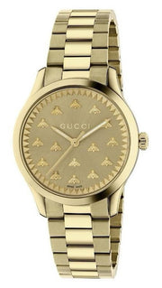 Gucci G Timeless 18K Gold Dial Gold Steel Strap Watch for Women - YA1265036