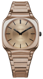 D1 Milano Square Champagne Gold Dial Gold Steel Strap Watch for Unisex - D1-SQBJ04