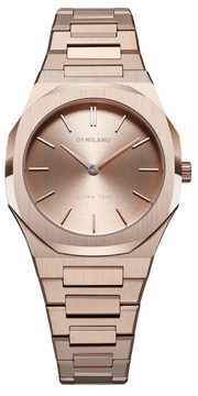 D1 Milano Ultra Thin Rose Gold Dial Rose Gold Steel Strap Watch for Women - D1-UTBL04