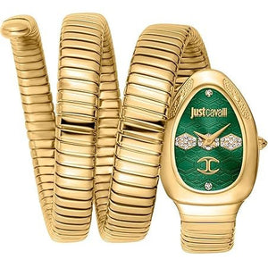 Just Cavalli Cosenza Green Dial Gold Steel Strap Watch for Women - JC1L232M0035