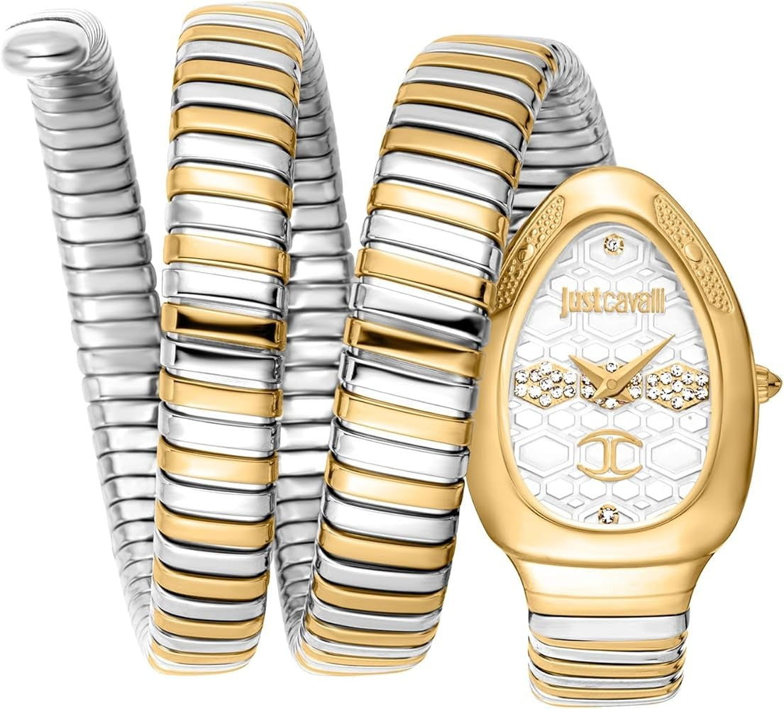 Just Cavalli Cosenza Silver Dial Two Tone Steel Strap Watch for Women - JC1L232M0055