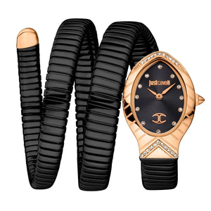 Just Cavalli Classico Lungo Black Dial Black Steel Strap Watch for Women - JC1L248M0085
