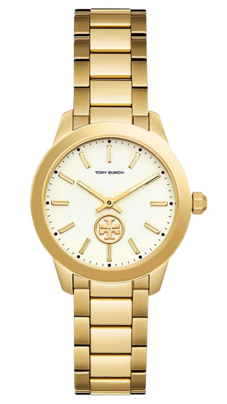 Tory Burch Collins White Dial Gold Steel Strap Watch for Women