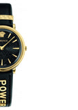 Versace V Circulus Quartz Black Dial Black Leather Strap Watch for Women - VBP12017