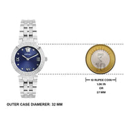 Versace Daphnis Analog Blue Dial Silver Steel Strap Watch for Women - VEOCA0124