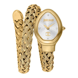 Just Cavalli Novara Silver Dial Gold Steel Strap Watch for Women - JC1L264M0025