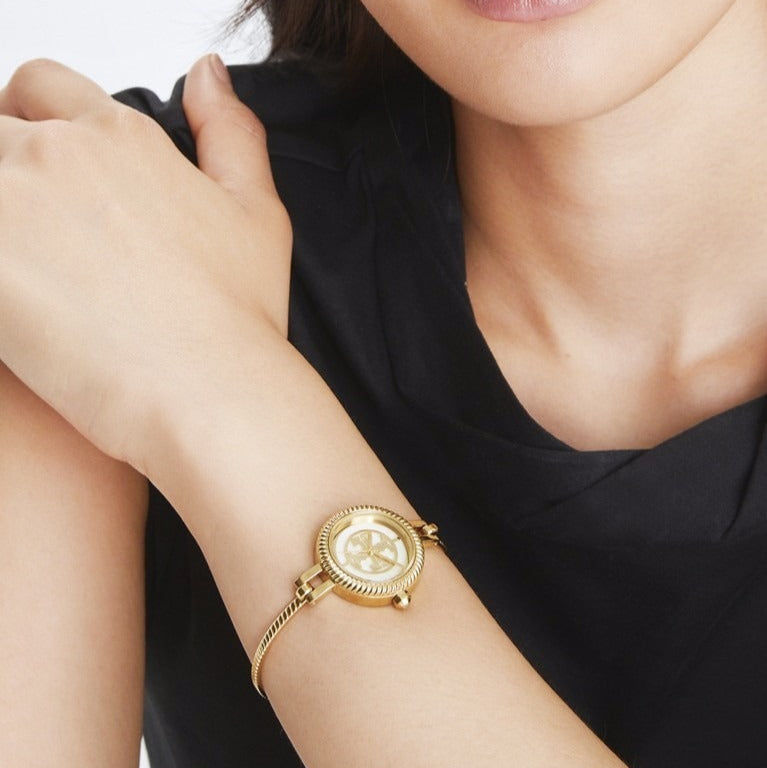 Tory Burch Riva Gold Dial Gold Steel Strap Watch for Women