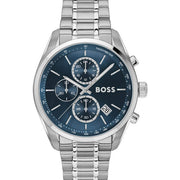 Hugo Boss Grand Prix Chronograph Blue Dial Silver Steel Strap Watch for Men - 1514226