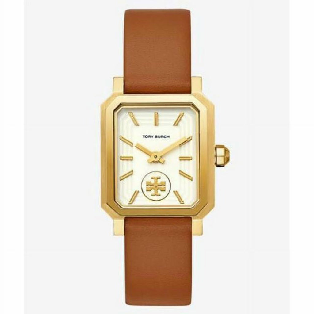 Tory Burch Robinson White Dial Brown Leather Strap Watch for Women