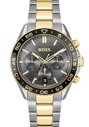 Hugo Boss Runner Chronograph Grey Dial Two Tone Steel Strap Watch for Men - 1514144