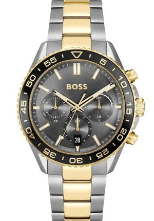 Hugo Boss Runner Chronograph Grey Dial Two Tone Steel Strap Watch for Men - 1514144