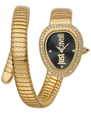 Just Cavalli Solo Black Dial Gold Steel Strap Watch for Women - JC1L167M0035