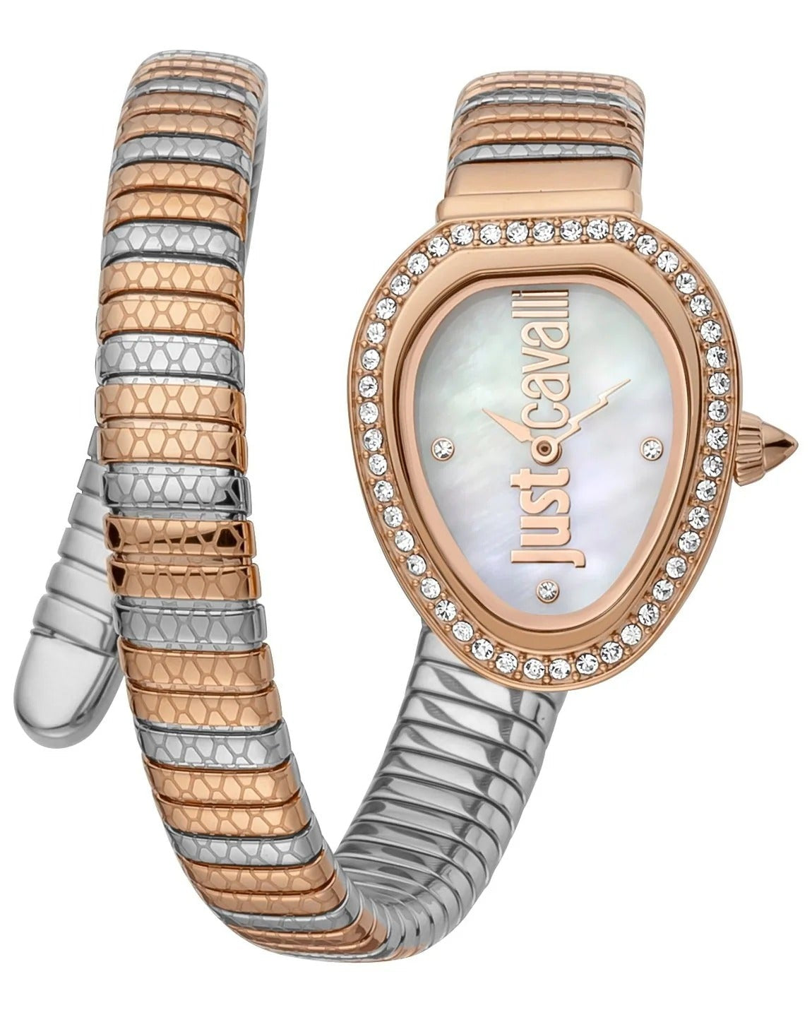 Just Cavalli Solo Mother of Pearl Dial Two Tone Steel Strap Watch for Women - JC1L167M0065