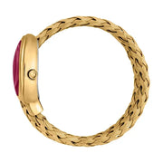 Just Cavalli Novara Red Dial Gold Steel Strap Watch for Women - JC1L264M0035