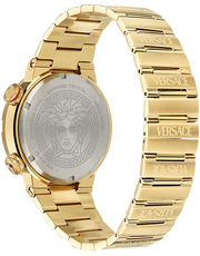 Versace Greca Logo Quartz Black Dial Gold Steel Strap Watch for Men - VE8G00624