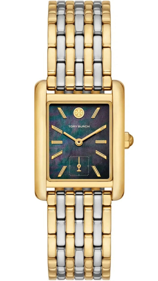 Tory Burch Eleanor Mother of Pearl Black Dial Two Tone Steel Strap Watch for Women - TBW1084