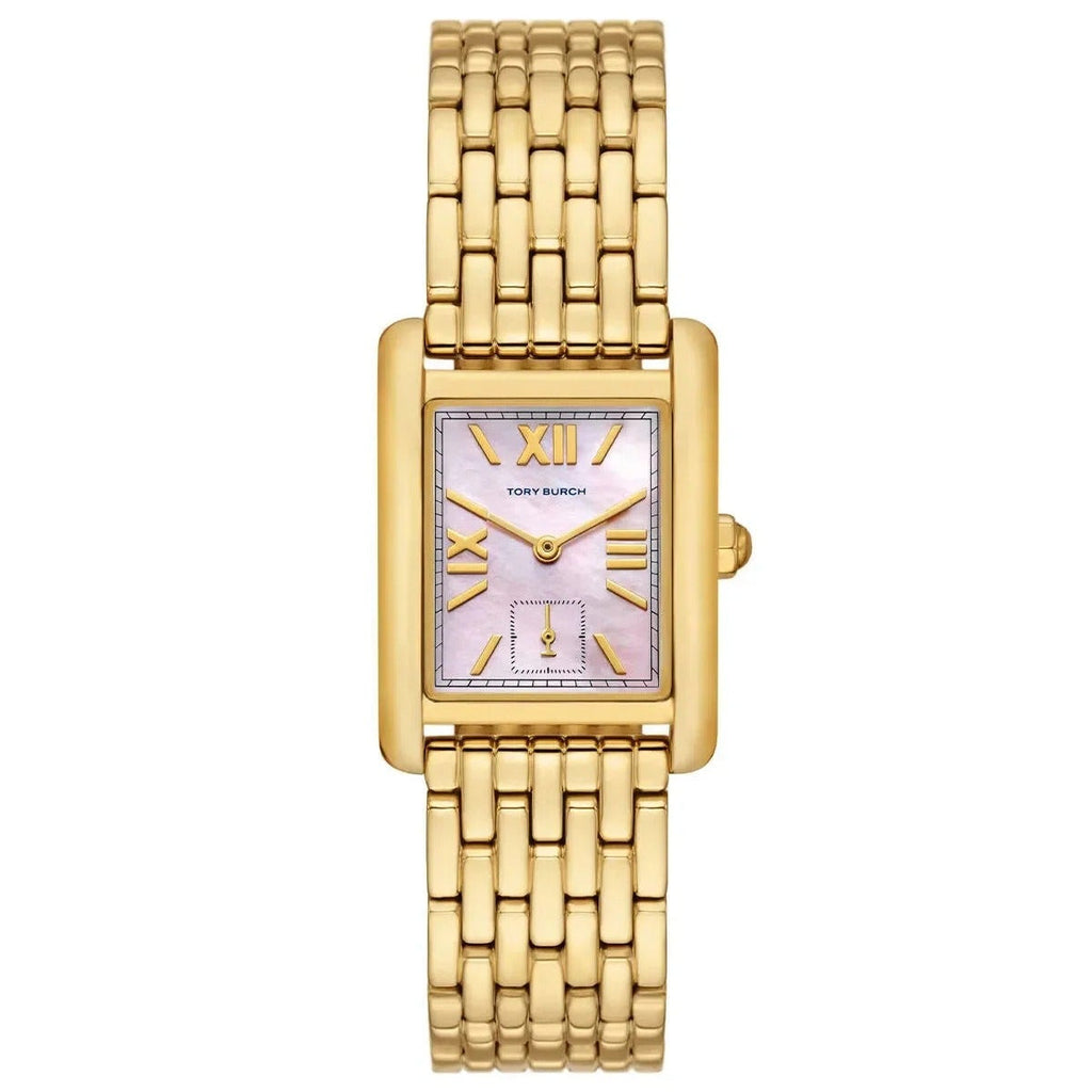 Tory Burch Eleanor Mother of Pearl Pink Dial Gold Steel Strap