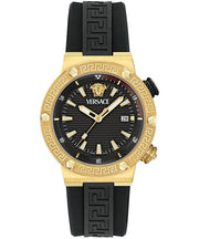 Versace Greca Logo Diver Quartz Black Dial Black Rubber Strap Watch for Men - VE8G00324