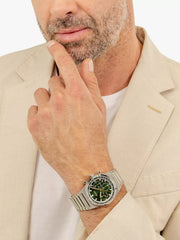 Hugo Boss Candor Chronograph Green Dial Silver Steel Strap Watch for Men - 1514220