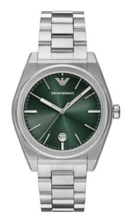 Emporio Armani Frederico Analog Green Dial Silver Steel Strap Watch for Men - AR11621