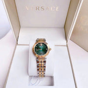 Versace Daphnis Quartz Green Dial Two Tone Steel Strap Watch for Women - VEOCA0424