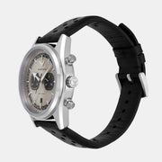 Emporio Armani Racer Chronograph Silver Dial Black Leather Strap Watch for Men - AR11677