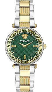 Versace Reve Analog Green Dial Two Tone Steel Strap Watch for Women - VE8B00524