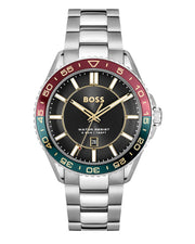 Hugo Boss Runner 3H Black Dial Silver Steel Strap Watch for Men - 1514210
