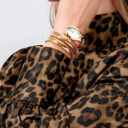 Just Cavalli Classico Lungo White Dial Gold Steel Strap Watch for Women - JC1L248M0025