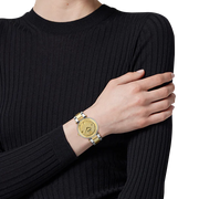 Versace Reve Analog Gold Dial Two Tone Steel Strap Watch for Women - VE8B00324